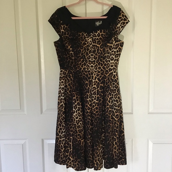 Hell Bunny animal print fit and flare dress Sz L - Picture 2 of 5